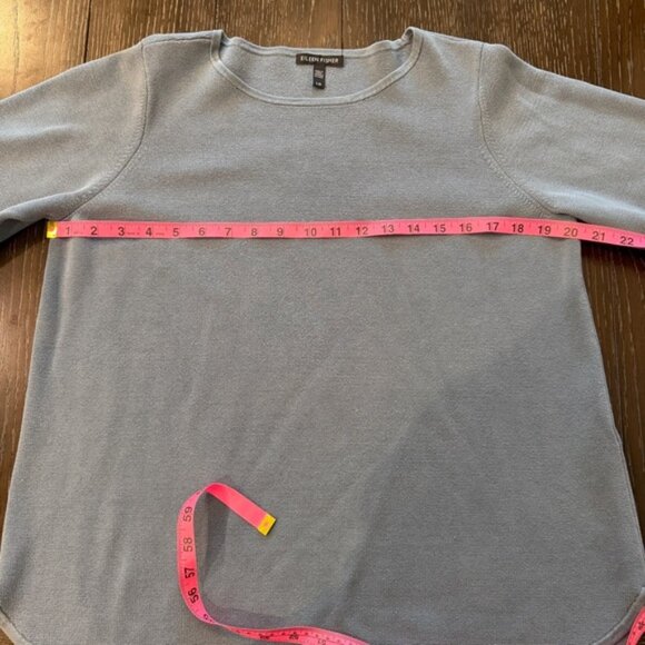 Eileen Fisher Silk & Organic Cotton Sweater in Dusty Blue Size L - Picture 5 of 6